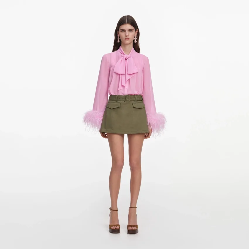 Khaki Denim Utility Skort Khaki Denim Utility Skort