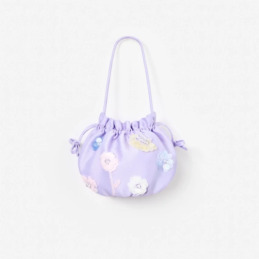 Lilac Flower Embellished Pouch Bag Lilac Flower Embellished Pouch Bag