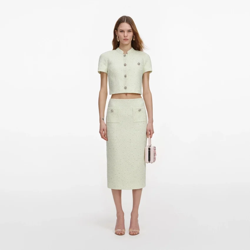 Lime Boucle Midi Skirt Lime Boucle Midi Skirt