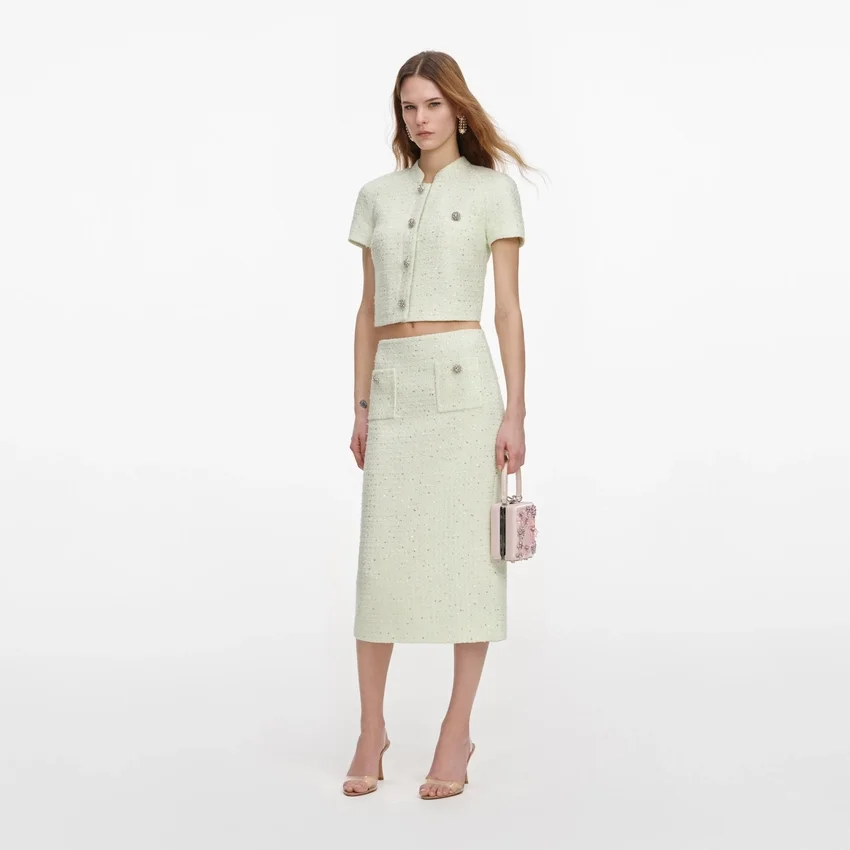 Lime Boucle Midi Skirt Lime Boucle Midi Skirt