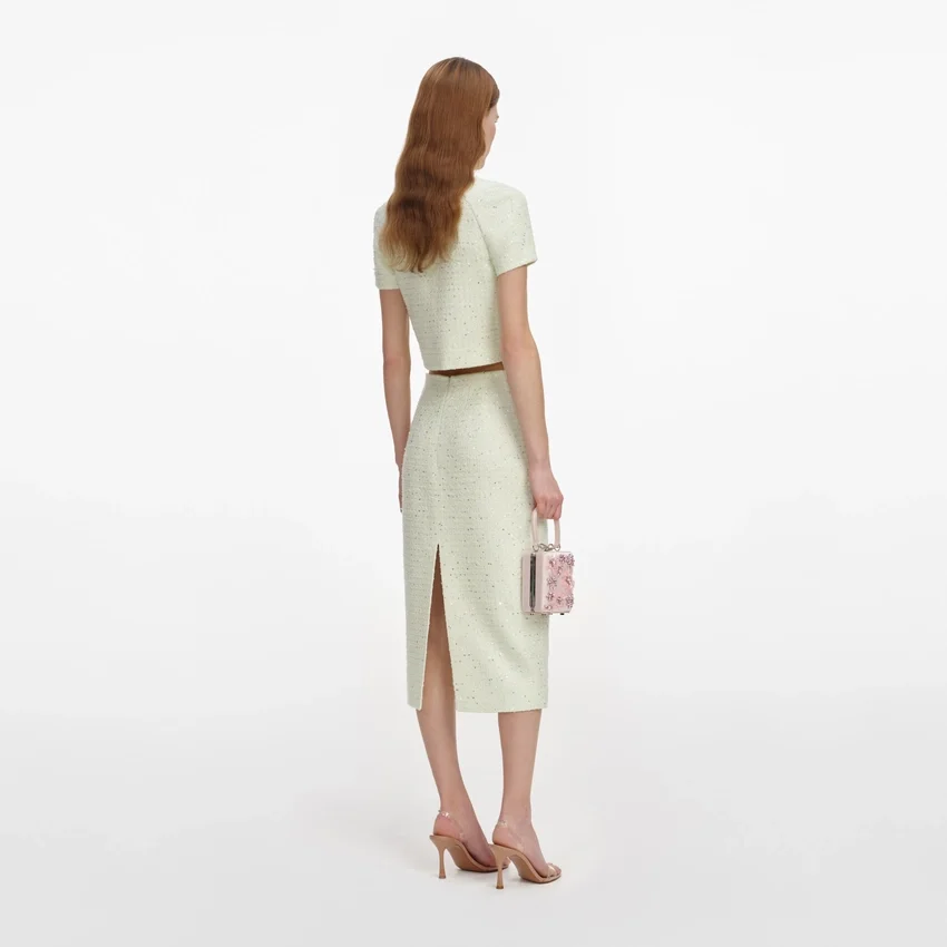 Lime Boucle Midi Skirt Lime Boucle Midi Skirt