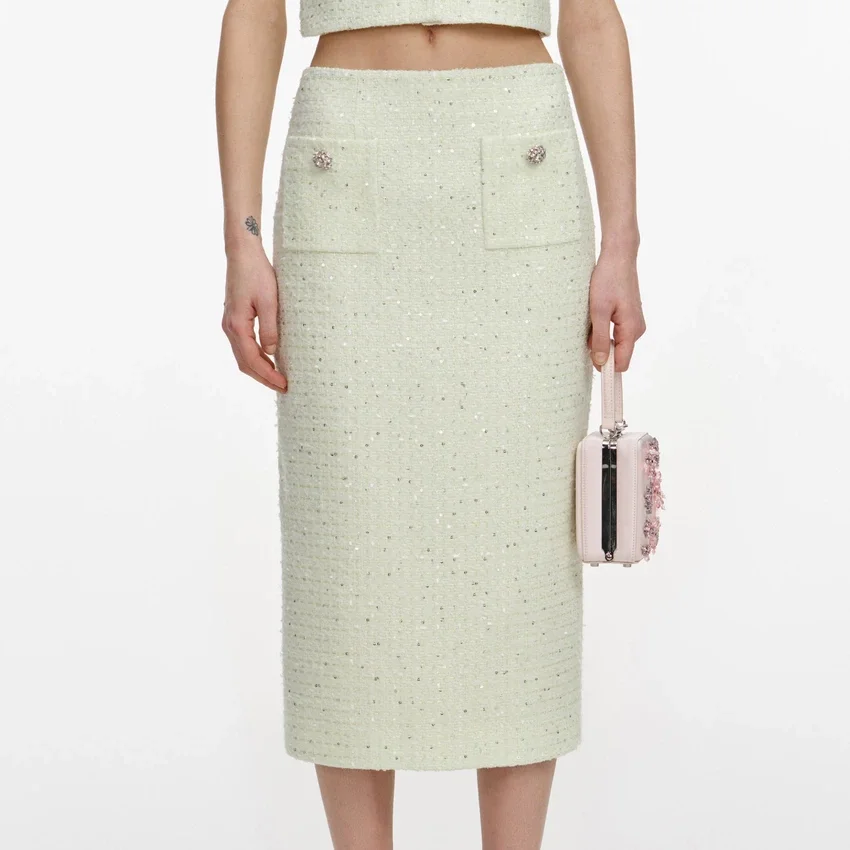 Lime Boucle Midi Skirt Lime Boucle Midi Skirt