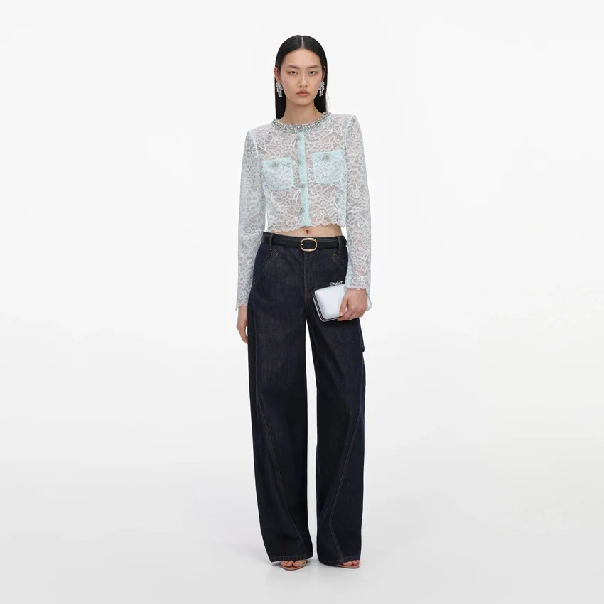 Mint Lace Crystal Embellished Jacket Mint Lace Crystal Embellished Jacket