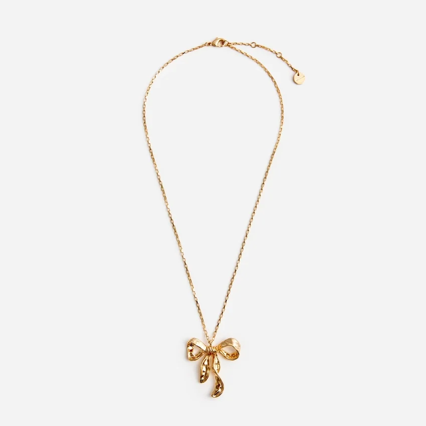 Mottled Gold Bow Pendant Necklace Mottled Gold Bow Pendant Necklace