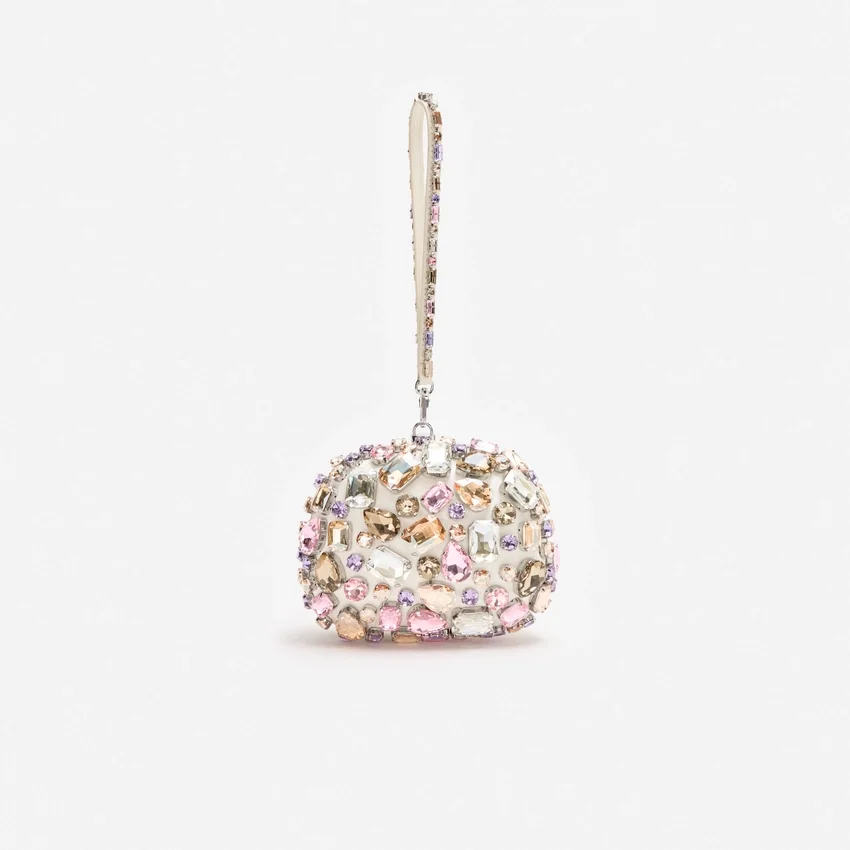 Multi Crystal Embellished Top Handle Clutch Bag Multi Crystal Embellished Top Handle Clutch Bag