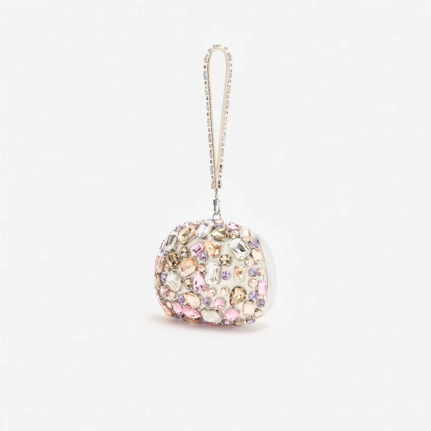 Multi Crystal Embellished Top Handle Clutch Bag Multi Crystal Embellished Top Handle Clutch Bag