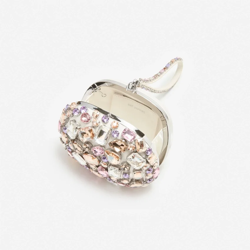Multi Crystal Embellished Top Handle Clutch Bag Multi Crystal Embellished Top Handle Clutch Bag