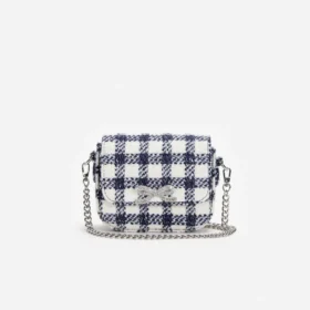 Navy Check Boucle Bag Navy Check Boucle Bag