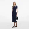 Navy Crochet Flower Knit Midi Dress Navy Crochet Flower Knit Midi Dress