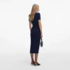 Navy Crochet Flower Knit Midi Dress Navy Crochet Flower Knit Midi Dress
