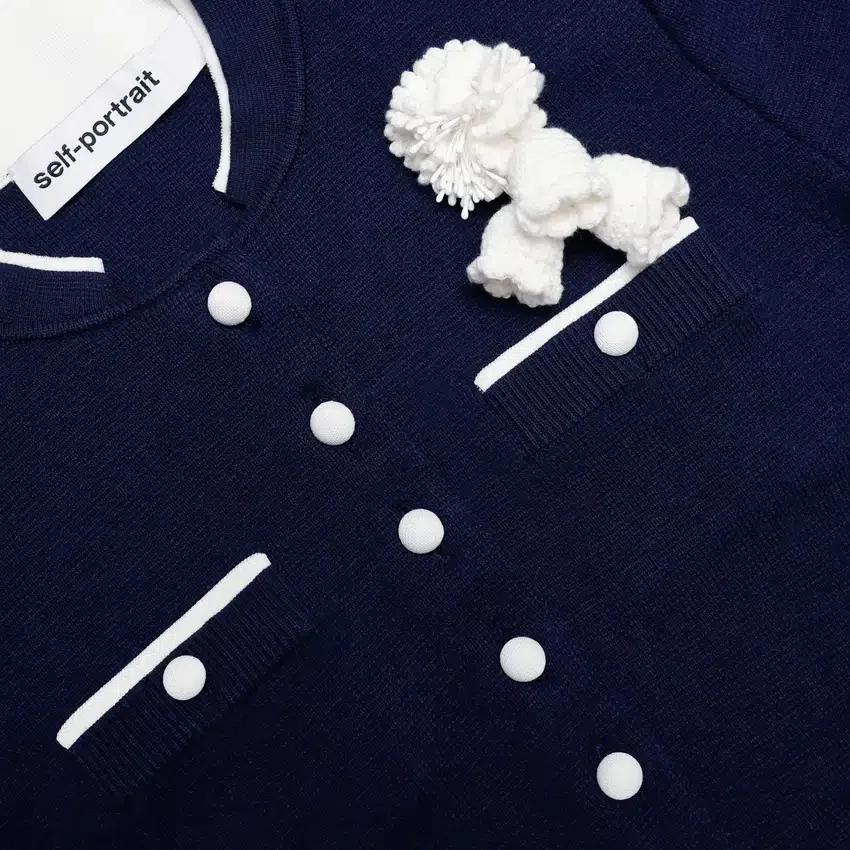 Navy Crochet Flower Knit Midi Dress Navy Crochet Flower Knit Midi Dress