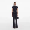 Navy Metallic Boucle Jumpsuit Navy Metallic Boucle Jumpsuit
