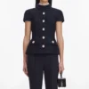 Navy Metallic Boucle Jumpsuit Navy Metallic Boucle Jumpsuit