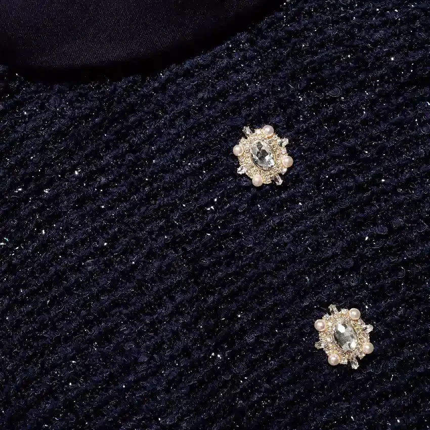 Navy Metallic Boucle Jumpsuit Navy Metallic Boucle Jumpsuit