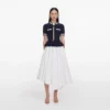 Navy Peplum Pointelle Knit Top Navy Peplum Pointelle Knit Top