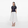 Navy Peplum Pointelle Knit Top Navy Peplum Pointelle Knit Top