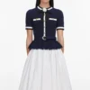 Navy Peplum Pointelle Knit Top Navy Peplum Pointelle Knit Top