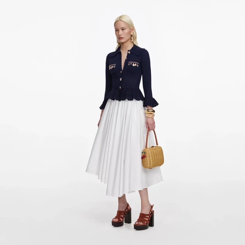 Navy Shell Embellished Cardigan Navy Shell Embellished Cardigan