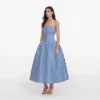Navy Stripe Taffeta Midi Dress