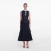 Navy Taffeta Contrast Frill Midi Dress Navy Taffeta Contrast Frill Midi Dress