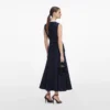 Navy Taffeta Contrast Frill Midi Dress Navy Taffeta Contrast Frill Midi Dress