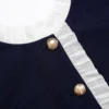 Navy Taffeta Contrast Frill Midi Dress Navy Taffeta Contrast Frill Midi Dress