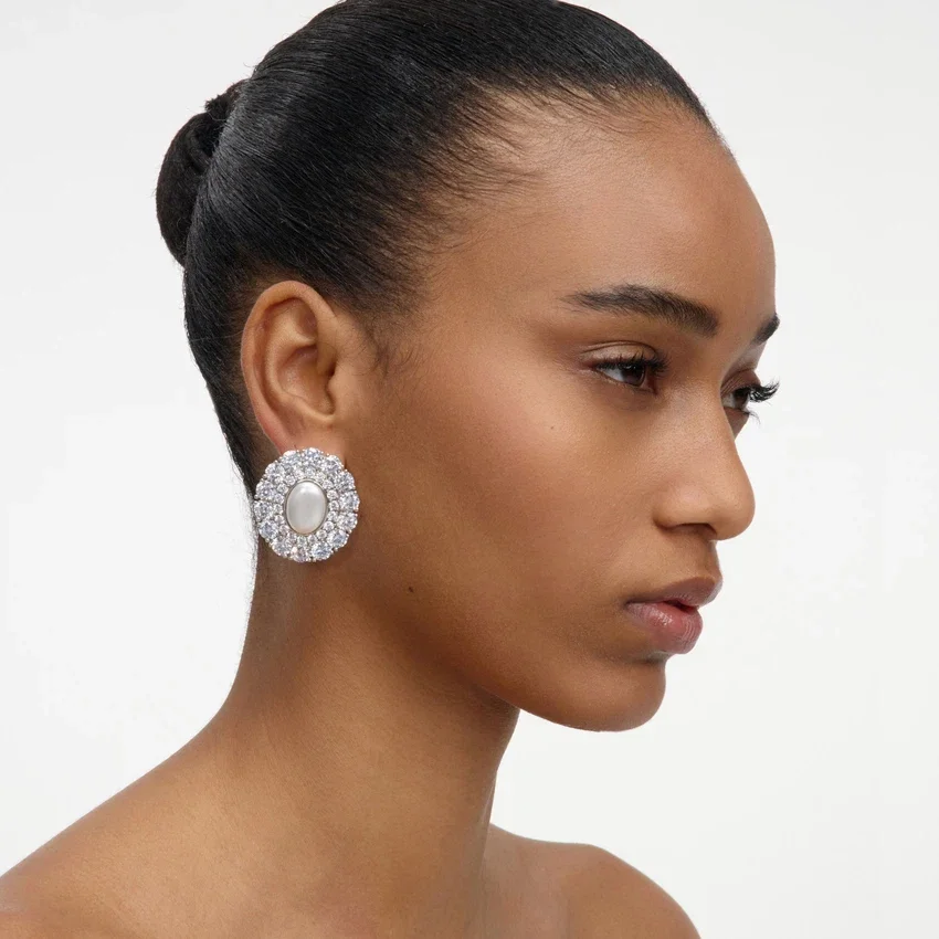 Oval Crystal Pearl Earrings Oval Crystal Pearl Earrings