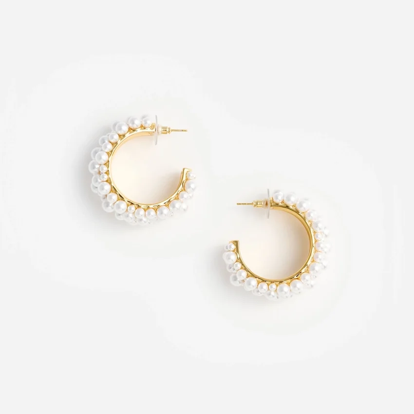 Pearl Cluster Hoop Earrings Pearl Cluster Hoop Earrings