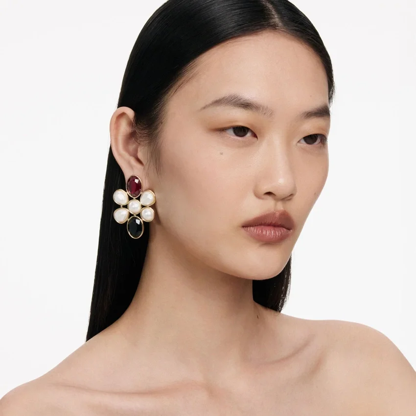 Pearl Crystal Cluster Earrings Pearl Crystal Cluster Earrings