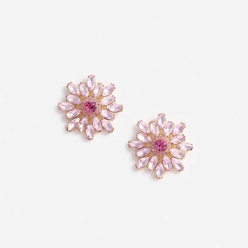 Pink Crystal Flower Earrings Pink Crystal Flower Earrings