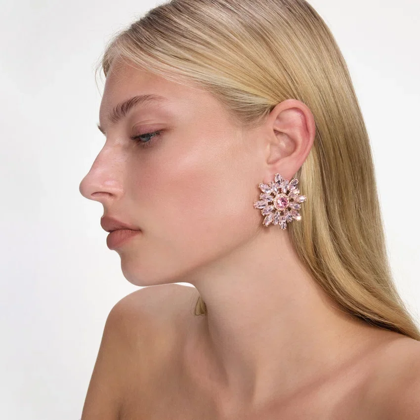 Pink Crystal Flower Earrings Pink Crystal Flower Earrings