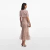 Pink Embellished Cape Midi Dress