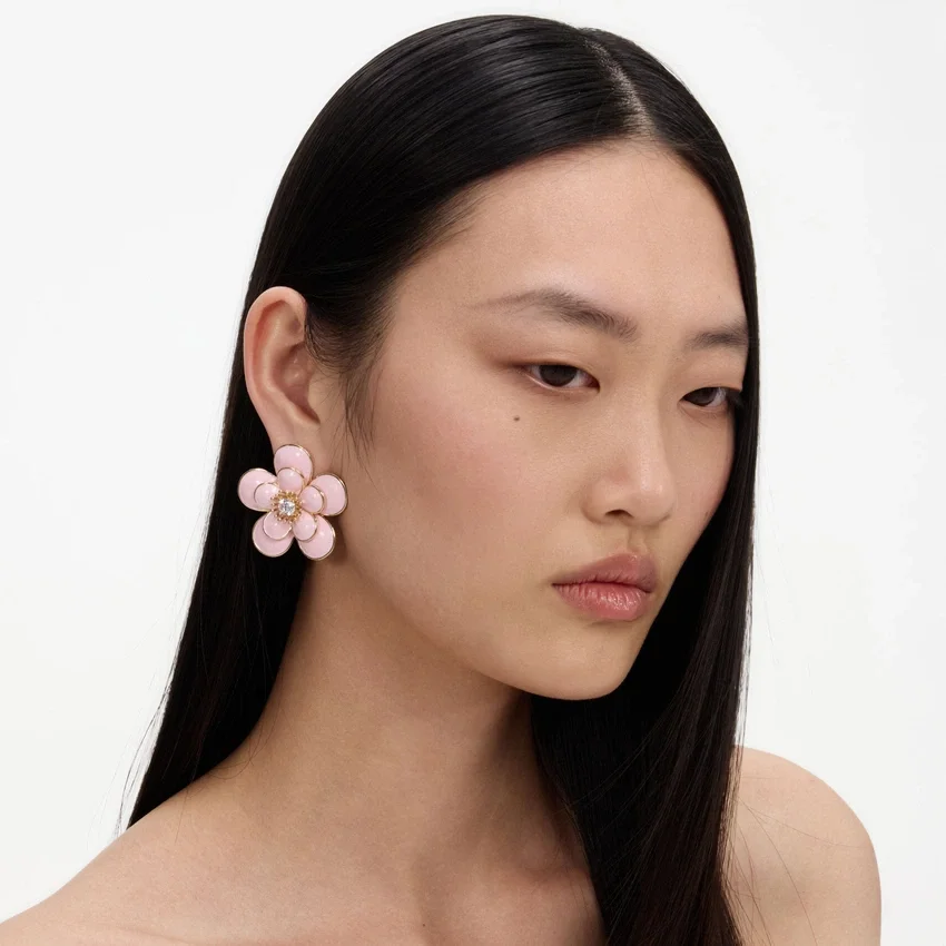 Pink Enamel Flower Earrings Pink Enamel Flower Earrings