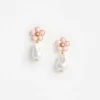 Pink Flower Pearl Drop Earrings Pink Flower Pearl Drop Earrings