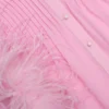 Pink Georgette Feather Cuff Blouse Pink Georgette Feather Cuff Blouse