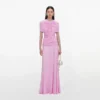 Pink Jersey Gathered Maxi Dress