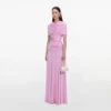 Pink Jersey Gathered Maxi Dress