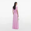 Pink Jersey Gathered Maxi Dress