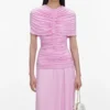 Pink Jersey Gathered Maxi Dress