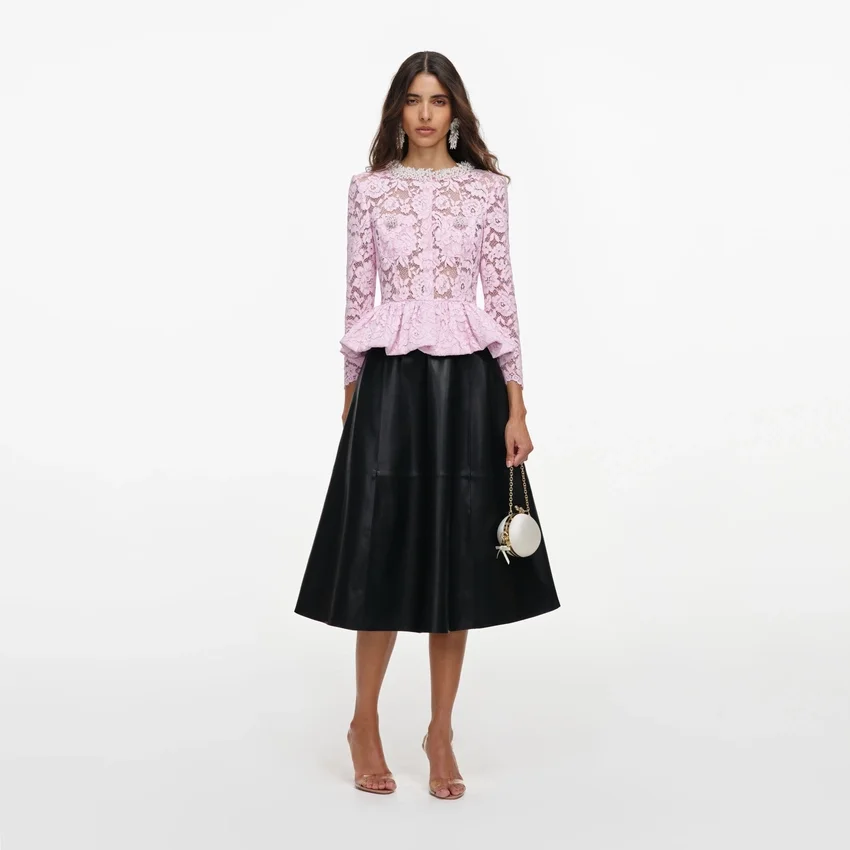 Pink Lace Peplum Top Pink Lace Peplum Top