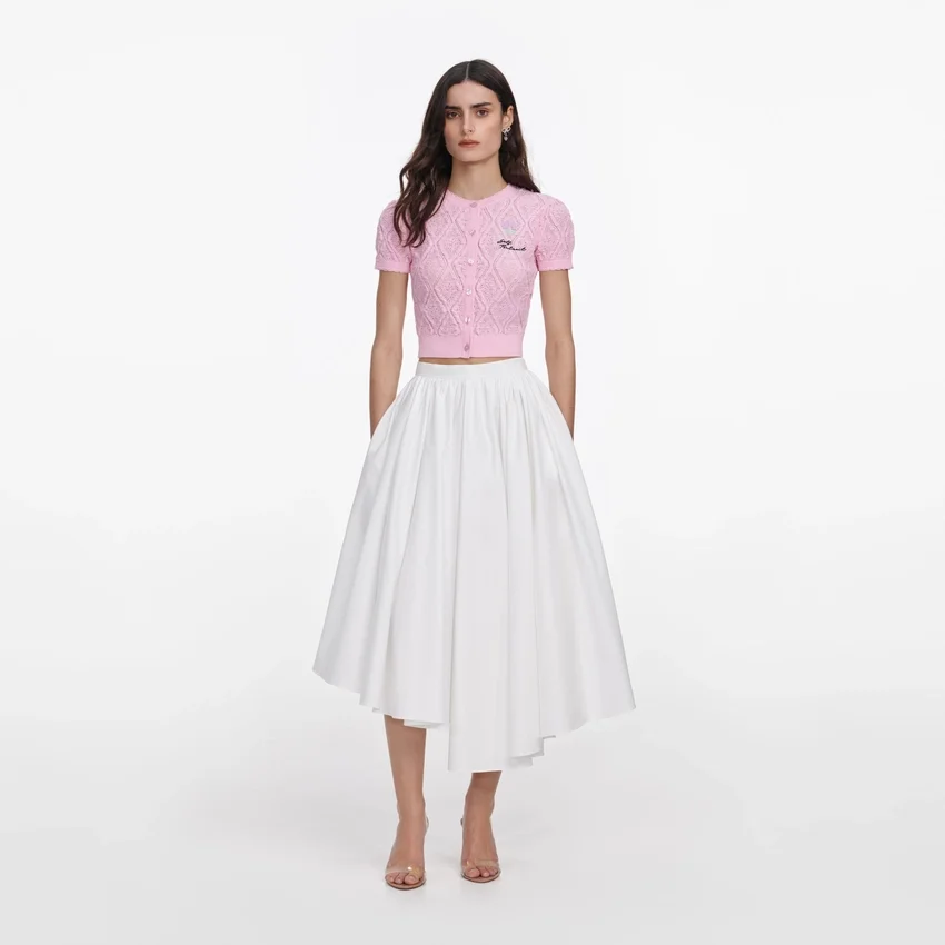 Pink Pointelle Knit Top Pink Pointelle Knit Top