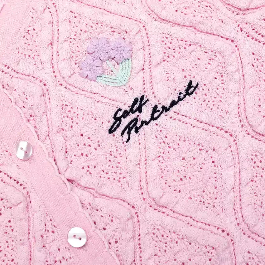 Pink Pointelle Knit Top Pink Pointelle Knit Top