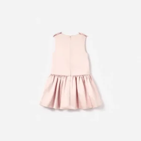 Pink Satin Sleeveless Flower Dress