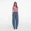 Pink Short Sleeve Viscose Knit Top Pink Short Sleeve Viscose Knit Top