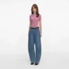 Pink Short Sleeve Viscose Knit Top Pink Short Sleeve Viscose Knit Top