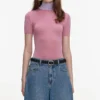Pink Short Sleeve Viscose Knit Top Pink Short Sleeve Viscose Knit Top