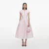 Pink Taffeta Buttoned Midi Dress