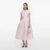 Pink Taffeta Buttoned Midi Dress