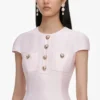 Pink Taffeta Buttoned Midi Dress