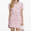 Pink Textured Knit Mini Dress